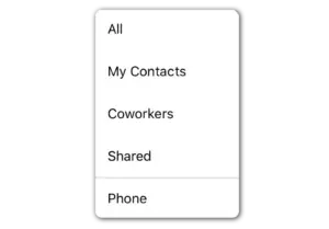 business phone app contacts menu