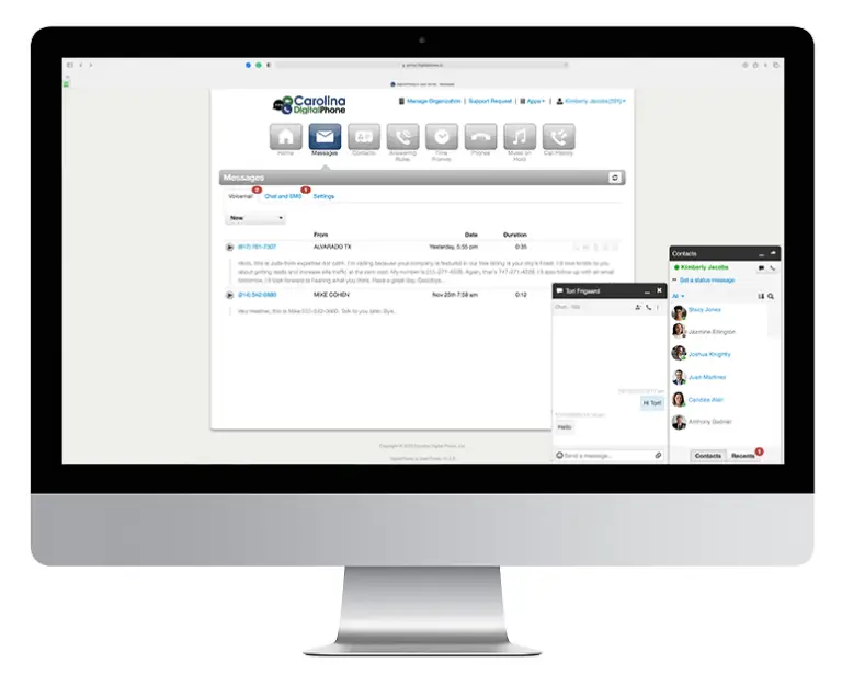 Messaging Chat, SMS and MMS through Carolina Digital Phone