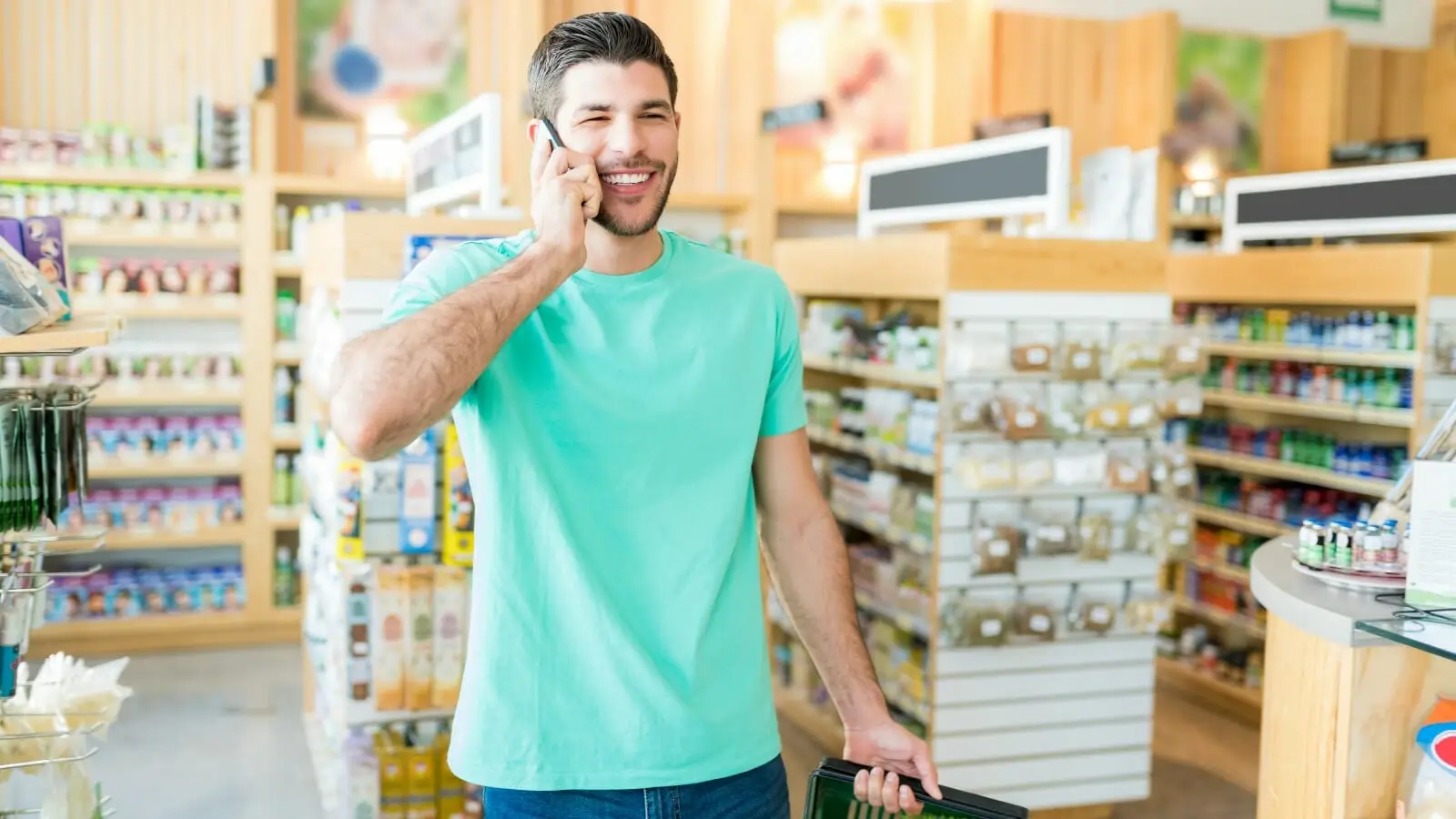 queue callback - man on phone in line