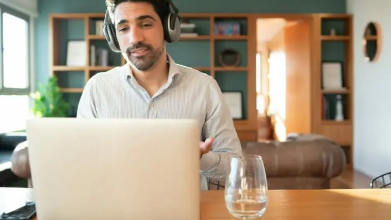 man using easy video conferencing