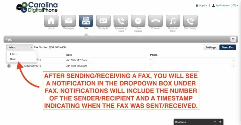 review sent/received faxes