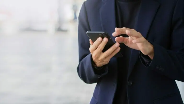 man using a digital phone app